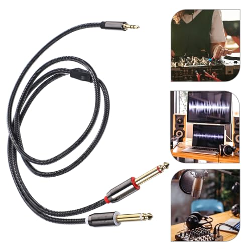 KALLORY 3.5mm to Dual 1/4 Inch Mono Audio Splitter Cable 1m Y-Splitter Compatible with CD Players Multimedia Speakers Home Stereo Systems Black