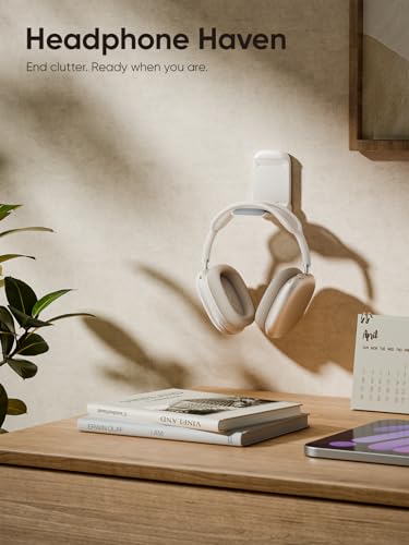 MAMUVIMO Headphone Stand, 2 Pack Headset Stand Foldable, Headphone Holder Hook Mount with Non-Slip Silicone, Adhesive Earphone Desk Hanger Clip Space-Saving for Airpods Max, All Earphones - Starlight - color: Starlight, size: 2 Pack
