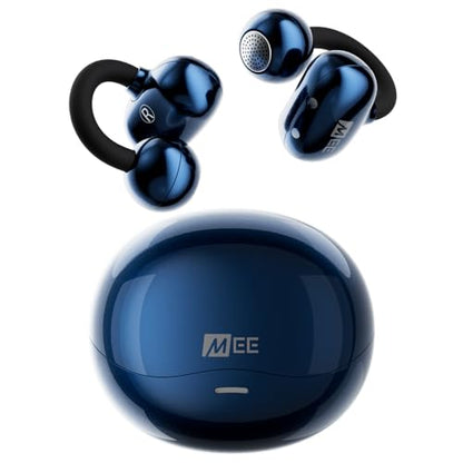 MEE audio Pebbles Air Open Ear True Wireless Earbuds - Bluetooth 5.3 Lightweight Earclip Headphones with Headset Microphone & Call Noise Reduction for Gym/Workouts/Sports and Gaming (Sapphire/Blue) | Bluetooth 5.3, Lightweight Earclip Headphones, Headset