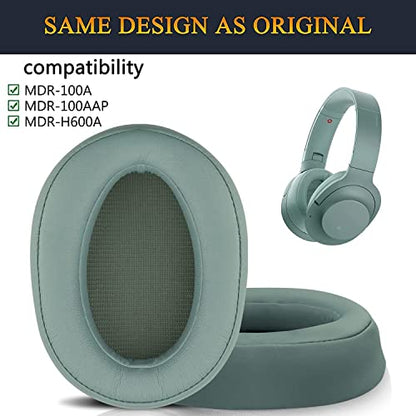 SOULWIT Replacement Earpads for Sony h.Ear on MDR-100A (MDR100A), MDR-100AAP (MDR100AAP), MDR-H600A (MDRH600A) Headphones, Ear Pads Cushions with Noise Isolation Memory Foam (Green) - color: Green