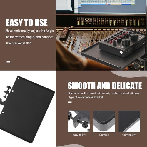EXCEART Clamp-on Mic Stand Tray 9.44X6.88In Adjustable Sound Card Rack Holder for Live Broadcast Phone Camera Storage