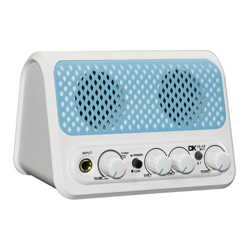 DeKode iG-10Mini 10W Desktop Guitar Amplifier | BT 5.0, 2 Channels (Clean/Overdrive), 1.75” Speaker, Headphone Out, USB-C Rechargeable, 15m Range, Up to 5 Hours Playtime - color: White