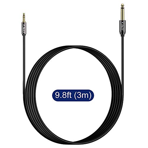 J&D 6.35mm (1/4 inch) TS to 3.5mm (1/8 inch) TRS Cable, Gold-Plated 1/4 inch Male to 3.5mm (1/8 inch) Male Mono Interconnect Heavy Duty Stereo Aux Jack Adapter Cable, 10 Feet - size: 10 Feet