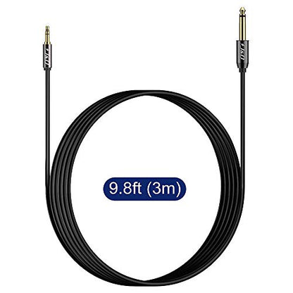J&D 6.35mm (1/4 inch) TS to 3.5mm (1/8 inch) TRS Cable, Gold-Plated 1/4 inch Male to 3.5mm (1/8 inch) Male Mono Interconnect Heavy Duty Stereo Aux Jack Adapter Cable, 10 Feet - size: 10 Feet