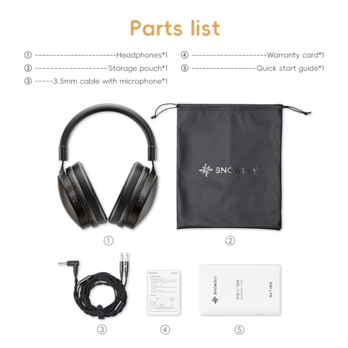 SNOWSKY FIIO Nature Closed-Back Over-Ear Wired Hi-Fi Headphones, 50mm Dynamic Drivers, Dual 3.5mm Detachable Cable, Natural Sound Tuning, Wood Grain Ear Cups (Apricot) - color: Apricot