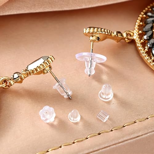 Nkwuire 6 Styles 600Pcs Silicone Earring Backs, Clear Soft Plastic Rubber Earring Backings Clutch Stoppers Replacement Kit for Studs Hoops Fish Hook Earrings - color: 6 styles-A
