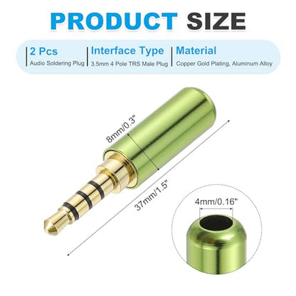 MECCANIXITY 2Pcs 3.5mm Replacement Repair Plug Jack 4 Pole Green - color: Green