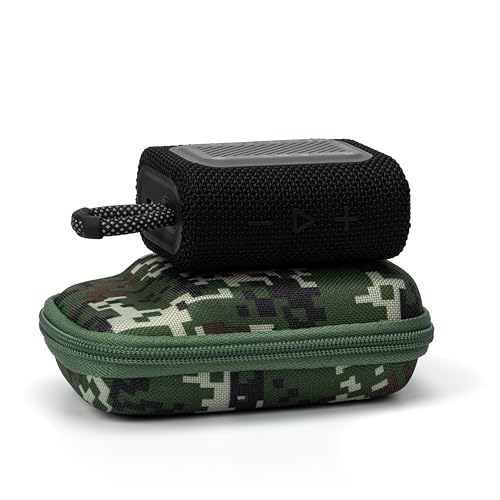Ginsco New Case for JBL Go 4 and Go 3- Ultra-Portable, Waterproof and Dustproof Bluetooth Speaker, for Go 3 - Mini Bluetooth Speaker, Travel Carrying Hard Case with Detachable Strap(Camo) - color: Camo