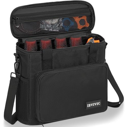 IBVIVIC 4 Slots Wireless Microphone Case with Foam, Microphone Carry Bag | Mic Storage Travel Bag with Shoulder Strap for Singing, Karaoke, Party - size: 4 Slots