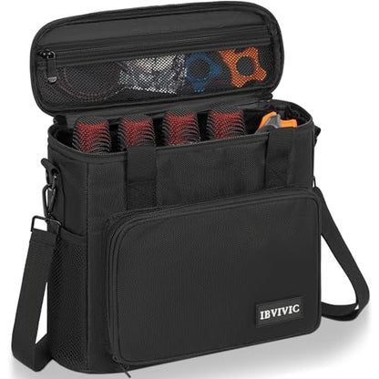 IBVIVIC 4 Slots Wireless Microphone Case with Foam, Microphone Carry Bag | Mic Storage Travel Bag with Shoulder Strap for Singing, Karaoke, Party - size: 4 Slots