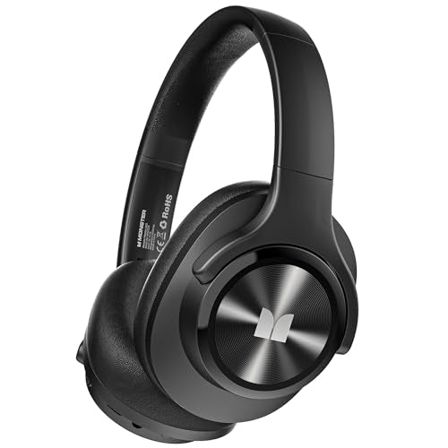 Monster Mission 450 Bluetooth Headphones, 60H Playtime,Deep Bass for Home Office Cellphone PC Ect, Wireless Headphones with 3 EQ Modes, (Black)