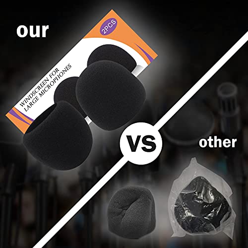 Foam Microphone Windscreen for Blue Yeti - Professional Pop Filter for 2.5 Inch Diameter Microphones Sponge Mic Cover 2Pcs