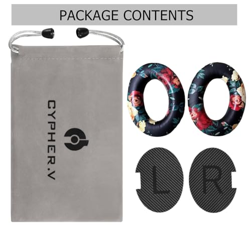 Headphones Replacement Ear Pads Cover, EarPads Cushion for Bose Quietcomfort QC15 QC25 QC35 35 ii -1 Pair (Flower Black) - color: Flower Black