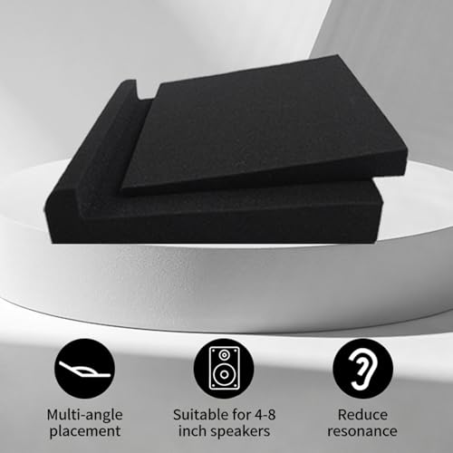 Studio Monitor Acoustic Isolation Pad for Speakers and Soundbar, High Density Foam Vibration Absorbing Riser Stand Mat for Home Theater Desktop Subwoofer - size: 28x19x4cm