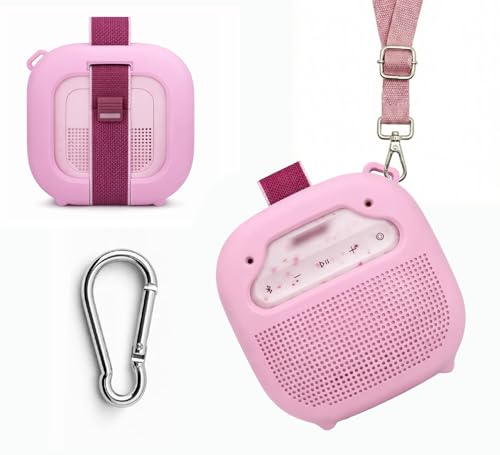 alltravel Silicone Cover for Bose New SoundLink Micro Portable Bluetooth Speaker (2nd Gen) with Neck Lanyard (Petal Pink) - color: Petal Pink