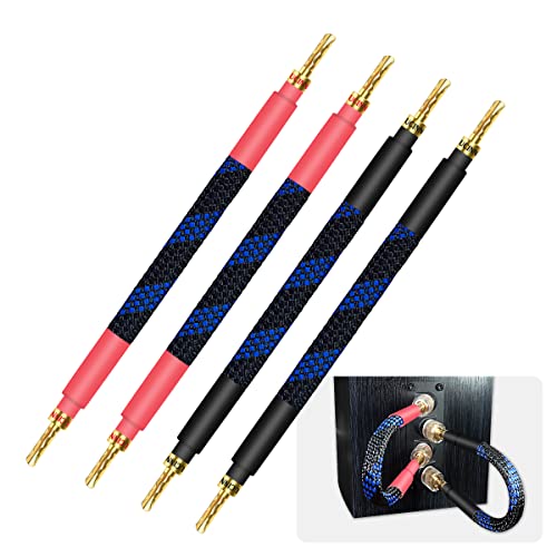 UCINNOVATE 11 AWG HiFi Gold Plated Speaker Wire, 20cm Audiophile OFC with BFA Banana Plugs, 4 Pack for HiFi Audio System, Bi-Wire Speaker Cables - size: Z Plug Bi-Wired Speaker Cable