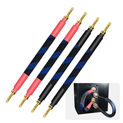 UCINNOVATE 11 AWG HiFi Gold Plated Speaker Wire, 20cm Audiophile OFC with BFA Banana Plugs, 4 Pack for HiFi Audio System, Bi-Wire Speaker Cables - size: Z Plug Bi-Wired Speaker Cable