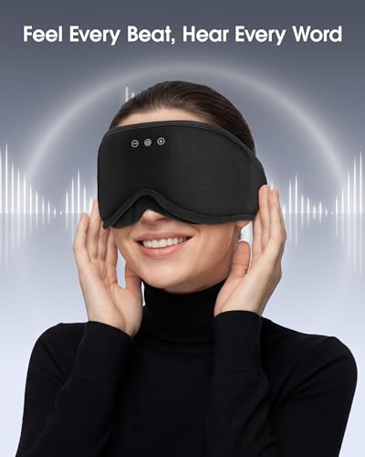 MUSICOZY Sleep Mask Bluetooth Headphones Eye Masks for Sleeping Headphone | 3D Wireless EyeMasks for Side Sleepers, 14-Hour Playtime, Ultra-Soft Breathable, Ultra-Thin Stereo Speakers for Women Men - color: Classic Black