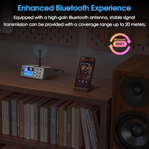 Douk Audio B1FM Bluetooth 5.1 Receiver DAC, HiFi Stereo Music Player with LDAC & aptX HD, Premium FM Radio, Optical & Coaxial Digital Outputs, 2.4” Display & Remote for Home Audio Systems