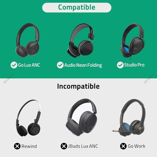 Geekria Shield Headphones Case Compatible with JLab Go Lux ANC, Audio Neon Folding/Studio Pro, Replacement Hard Shell Travel Carrying Bag (Dark Grey)