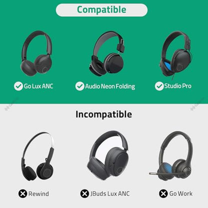 Geekria Shield Headphones Case Compatible with JLab Go Lux ANC, Audio Neon Folding/Studio Pro, Replacement Hard Shell Travel Carrying Bag (Dark Grey)