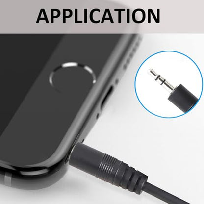 2-Pack 3.2ft 3.5mm AUX Stereo Extension Cable Male to Female, Slim Connector Compatible with iPhone, iPod, MP3 Player, Headphones, Car Stereo