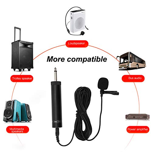 Professional Wired Lavalier Microphone, Unidirectional Clip-On Lapel Mic with 10m/32.8ft Cable for Saxophone, Instrument Recording - Black