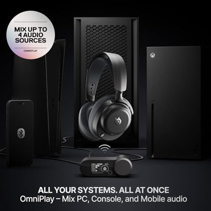 SteelSeries Arctis Nova Pro Omni - Hi-Res Wireless Gaming Headset, 96kHz/24bit, ANC, ClearCast Pro Mic, AI Noise Rejection, Mobile App, Mix 2.4GHz + BT, OmniPlay PC+PlayStation+Xbox - Graphite - color: Graphite - Exclusive