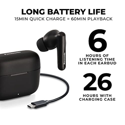 Panasonic ErgoFit True Wireless Earbuds, in Ear Headphones with XBS Powerful Bass, Bluetooth 5.3, Charging Case – RZ-B110W - style: Earbuds