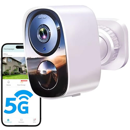 2026 Upgraded 2K Security Cameras Wireless Outdoor, Free Cloud Storage, 1-6 Months Battery Life, Waterproof, 2-Way Talk, AI Motion Detection Spotlight Siren Alarm Cameras for Home Security - color: White - 1 Pack 2.4G&5G Camera
