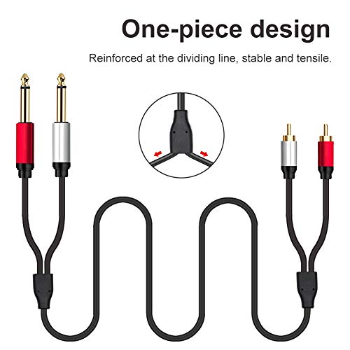 2 x 6.35 mm to 2RCA Cable,Dual 1/4 inch TS Stereo Jack Male to 2 RCA Male Stereo Audio Cable Splitter Adapter (15ft/5m, Black) - size: 15ft/5m