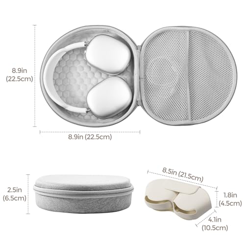 ProCase AirPods Max & AirPods Max 2 Travel Case with Sleep Mode Cover | Shockproof EVA Shell with Soft Lining, Mesh Pocket, Hand Strap & Carabiner for Travel - Grey - color: Grey, size: Sleep Mode Version