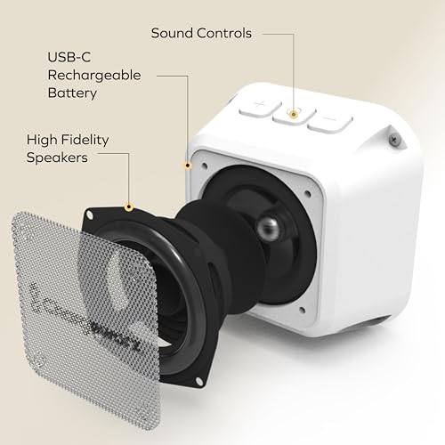 CHARGEWORX Magnetic Bluetooth Speaker and Phone Stand, Portable Mini Speaker, USB-C Rechargeable Wireless Device for High-Fidelity Audio, Compatible with MagSafe iPhone 16/15/14/13/12 Case, White - color: White