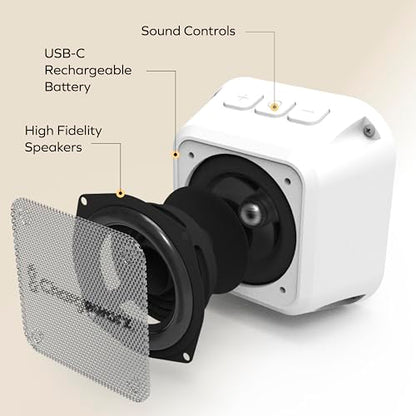 CHARGEWORX Magnetic Bluetooth Speaker and Phone Stand, Portable Mini Speaker, USB-C Rechargeable Wireless Device for High-Fidelity Audio, Compatible with MagSafe iPhone 16/15/14/13/12 Case, White - color: White