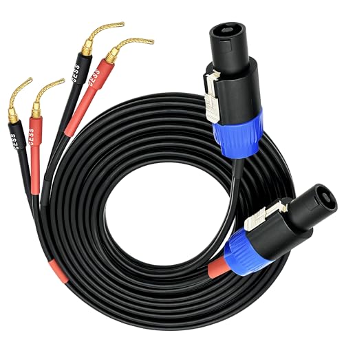 CNCESS Speakon to Flex Braided Pin Banana Speaker Cable, 12AW, 6 FT - color: 6 Feet