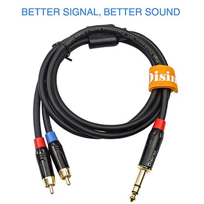 RCA to 1/4 Insert Cable, 6.35mm TRS Male to Dual RCA Audio Y Splitter Cable - 10 FT / 3 Meters - size: 10 Feet