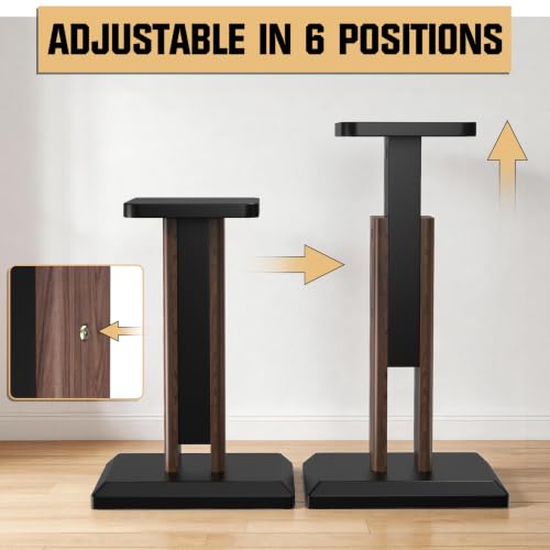 Height Adjustable Speaker Stands Pair 17.7 to 25.6 Inch, Wood Grain - color: Wood, size: 17.7''to 25.6''