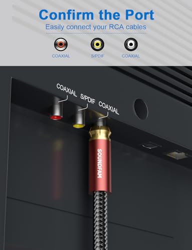 Subwoofer Cable RCA to RCA, Dual Shielded (Copper+Aluminum Foil) Digital Coaxial Audio Cable for Home Theater, Stereo, Amp - [ 10ft/3M, Red ] - color: COAX Subwoofer Cable, size: 10ft/3M