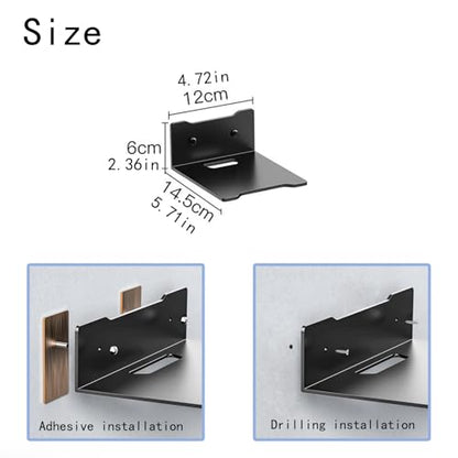 Drillable No Drill Floating Shelves for Wall, Metal Wall Mount Shelves with Cable Access Hole - Carbon Steel Bracket for Camera, Living Room, Office, Bedroom Organization (Small) - size: Small