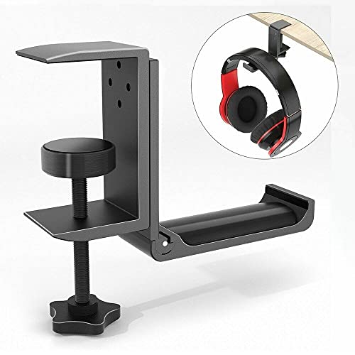H-Clip Foldable Universal Headphone Hanger - Adjustable Clamp Hook Mount, Under-Desk Holder for Gaming & Audio Headsets, Space-Efficient Design, Durable Metal Construction