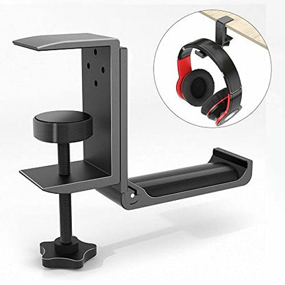 H-Clip Foldable Universal Headphone Hanger - Adjustable Clamp Hook Mount, Under-Desk Holder for Gaming & Audio Headsets, Space-Efficient Design, Durable Metal Construction