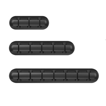 Cable Holder Clips 3 Pack, Cable Organizer for Desk, Cord Management Clips with 3/5/7 Slots, Silicone Cable Clips for USB Cables, Charging Cords, Power Cables, Office & Home – Black