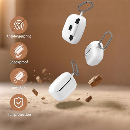 OAJ Soft Silicone Protective Case Cover for JBL Endurance Race 2, Front LED Visible, Compatible with JBL Endurance Race 2 Charging Case with Carabiner & Cleaner kit(White) - color: White