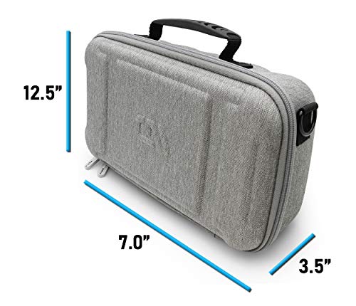 CASEMATIX Dual Wireless Microphone Case for Wireless Mic System Compatible with Sennhesier, Shure Microphones and More, Dual Mic Bag with Shoulder Strap and Hard Shell Gray Exterior