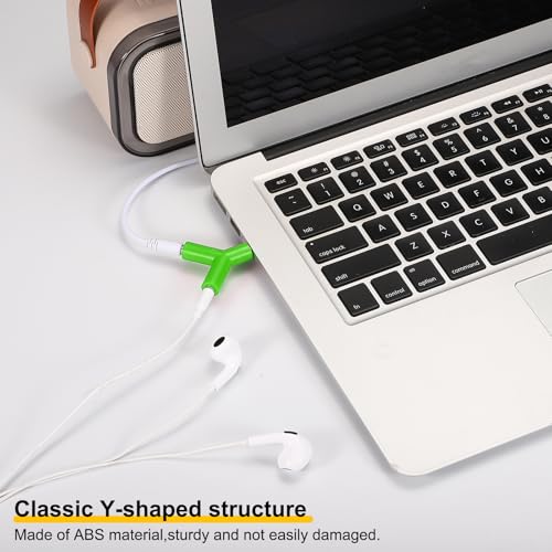 MECCANIXITY Headphone Splitter Adapter, 3.5mm Male to 2 Port Female Y Jack Aux Stereo Splitter for Phone Headset PS4 Switch Tablets, Green - color: Green