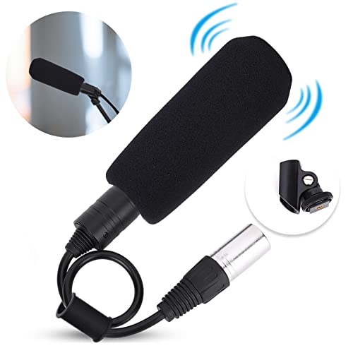 Condenser Microphone High Sensitivity Stereo Camera Mic Recording Black Unidirectional Anti Interference for Video Recording