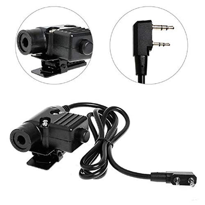 AngelReally U94 PTT Military Adapter Mobile 2 Pin 7.0mm Plug Push to Talk for Kenwood/Baofeng Radio