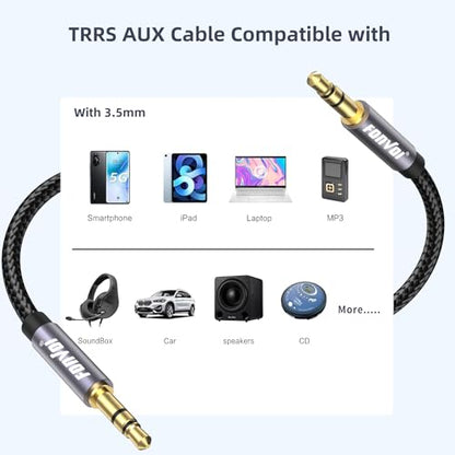 AUX Cable,3.5mm Audio AUX Cord for Car,Braided 3.5mm Male to Male Stereo Cable, Compatible with:Headphones, Phones, iPod,Car Audio,MP3 and More (25FT) - size: 25 ft