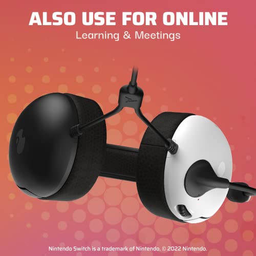 PDP Gaming AIRLITE Stereo Headset with Mic for Nintendo Switch/Switch Lite/OLED - Wired Power Noise Cancelling Microphone, Lightweight, Soft Comfort On Ear Headphones (Black & White) - color: Black & White