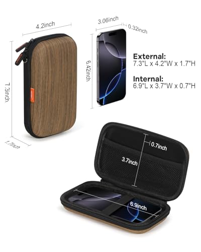 Shockproof Hard Drive Case for WD Samsung T9 Seagate, Travel Pouch | Vertical-Stripe Design, Fits WD Elements, My Passport, 1TB 2TB 4TB, External Drive Storage Bag - color: Stripe Dark Brown